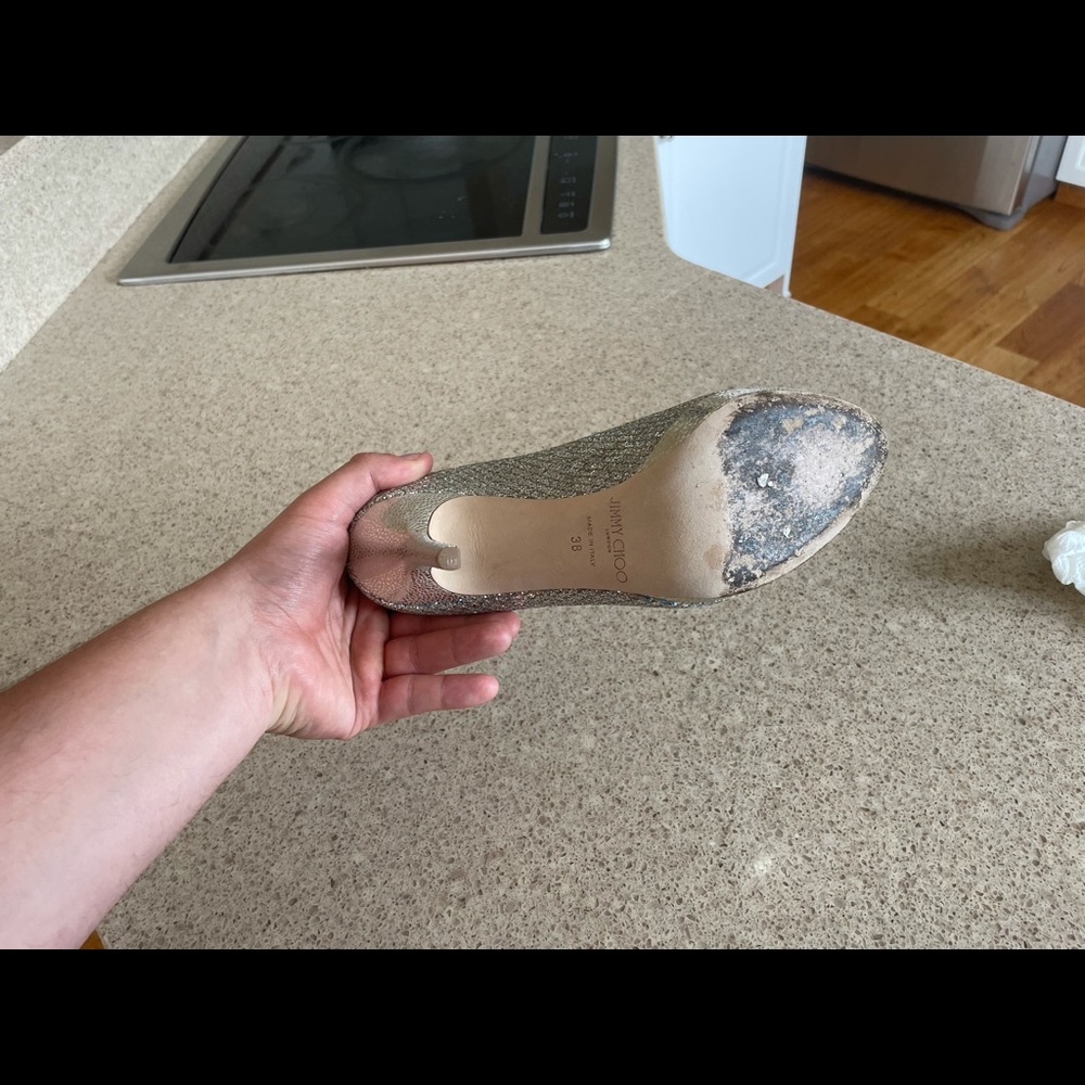 Jimmy choo Glit fabric champagne shoes LIKE NEW - Picture 6 of 6